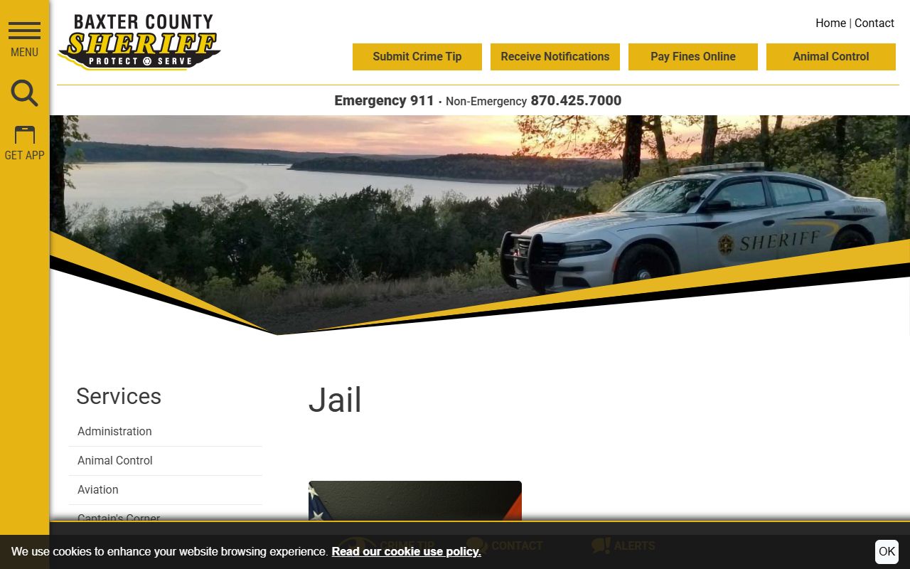 Baxter County Detention Center jail page inmate population details